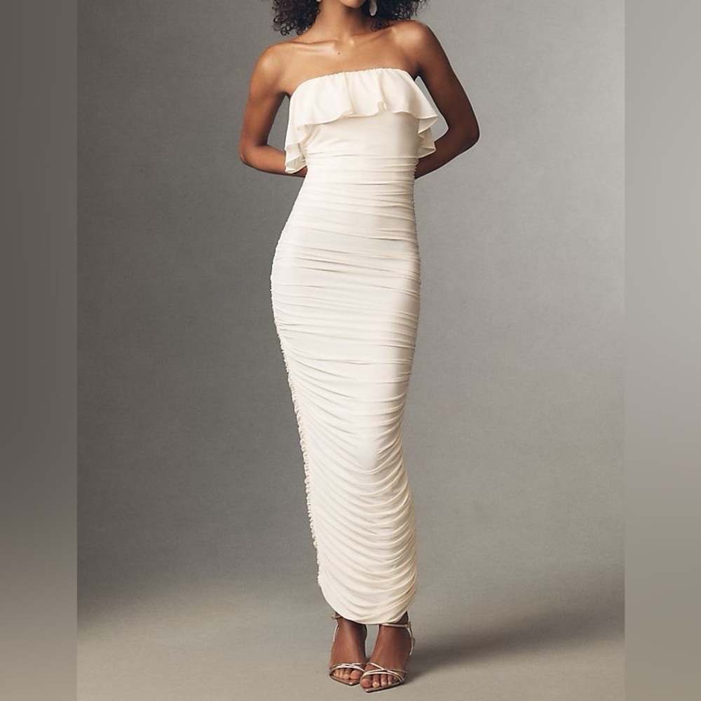 Ronny Kobo Dominica Strapless Ruffled Ruched Stretch Jersey Maxi dress